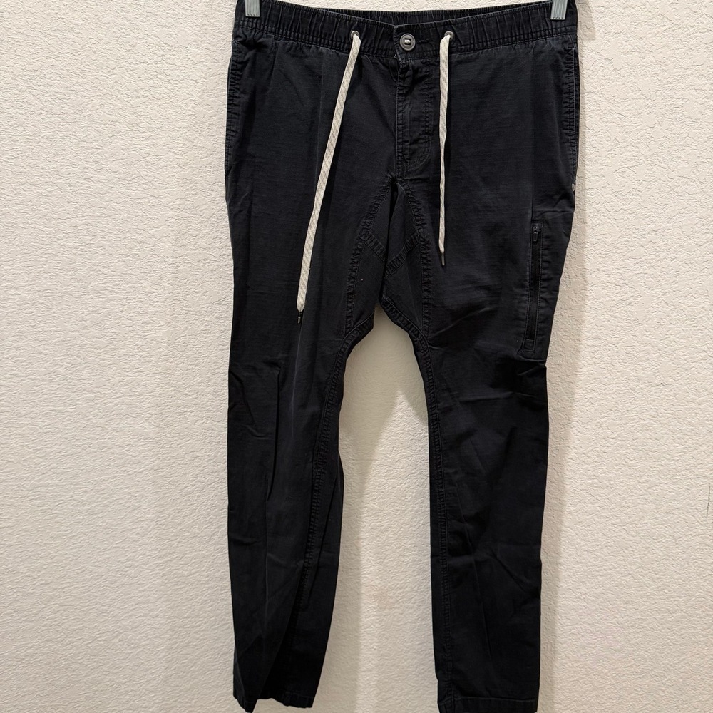Vuori Mens Ripstop Climber Pants Black Elastic Waist Drawcord V410
